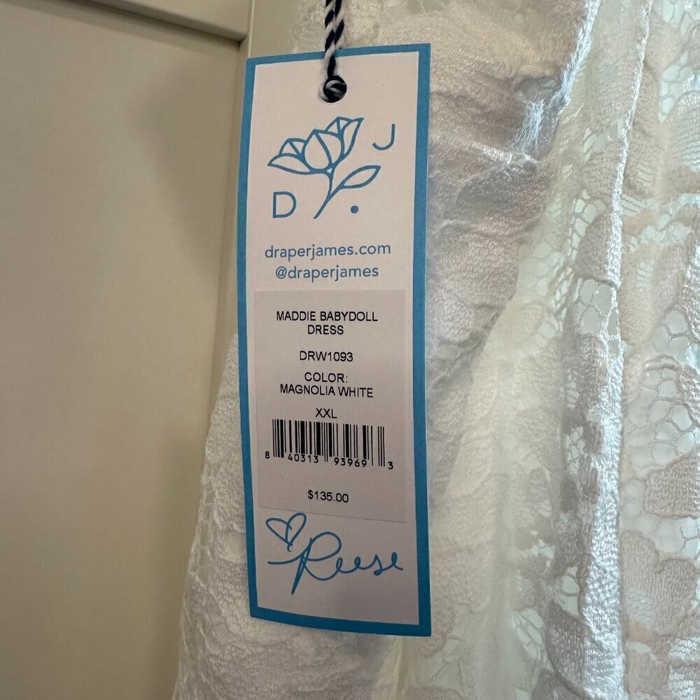 NWT Draper James 'Maddie' Babydoll Dress in Magnolia White Lace- Size XXL - Picture 7 of 7